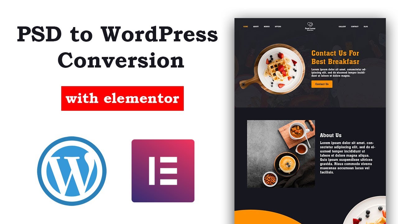 PSD to WordPress Conversion Tutorial 💻 Create a Restaurant Website with ...