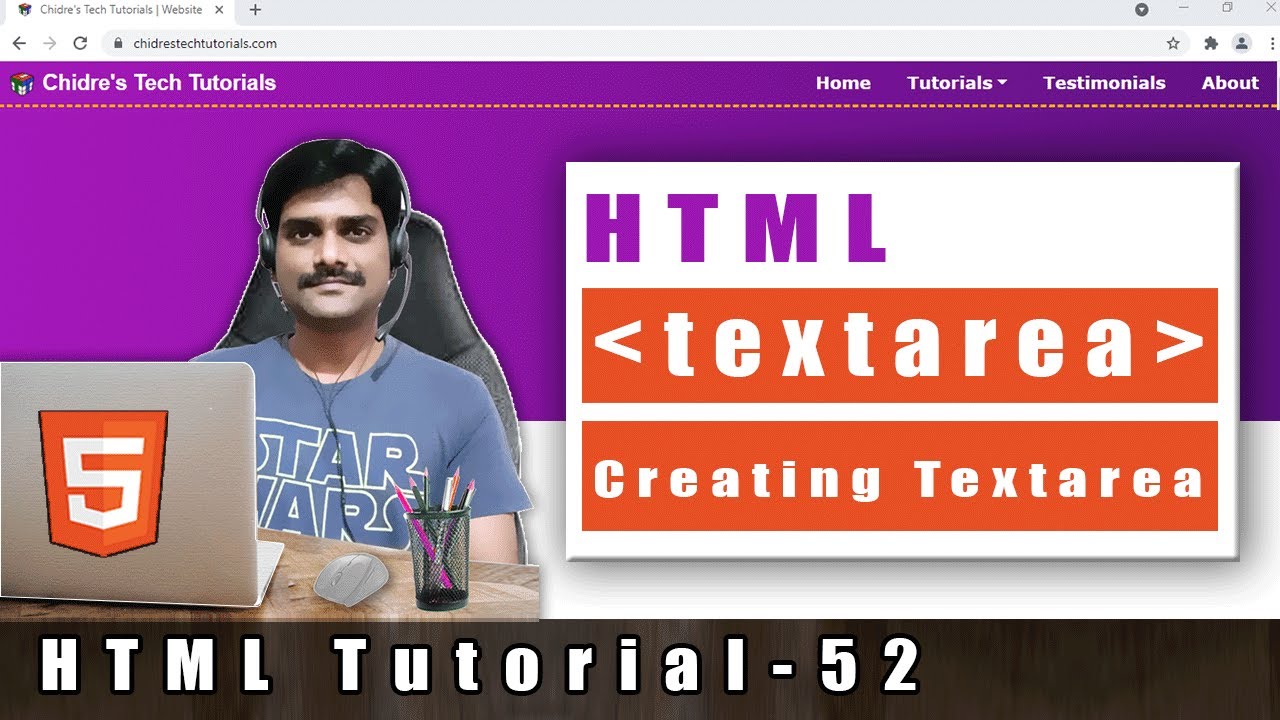 HTML Tutorial 52 - HTML textarea tag | HTML multi-line text input