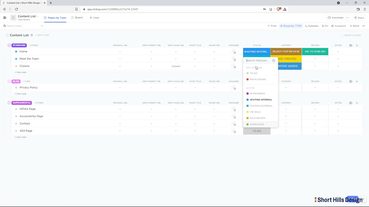 A ClickUp Template for Web Design and Development