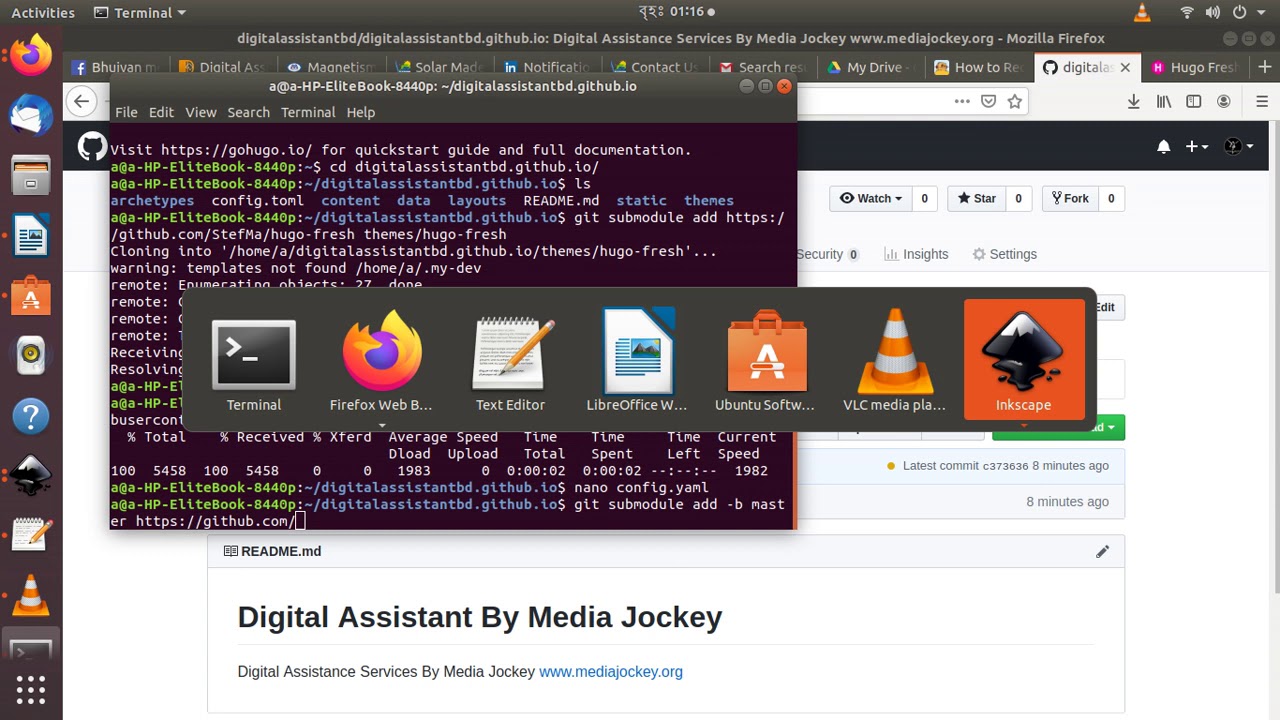 5 minutes website building on Github page using go, hugo, Ubuntu